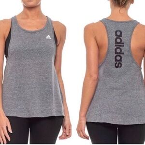 NWOT Adidas Women’s Heather Grey Loose Logo Racerback Muscle Tank Top | XL